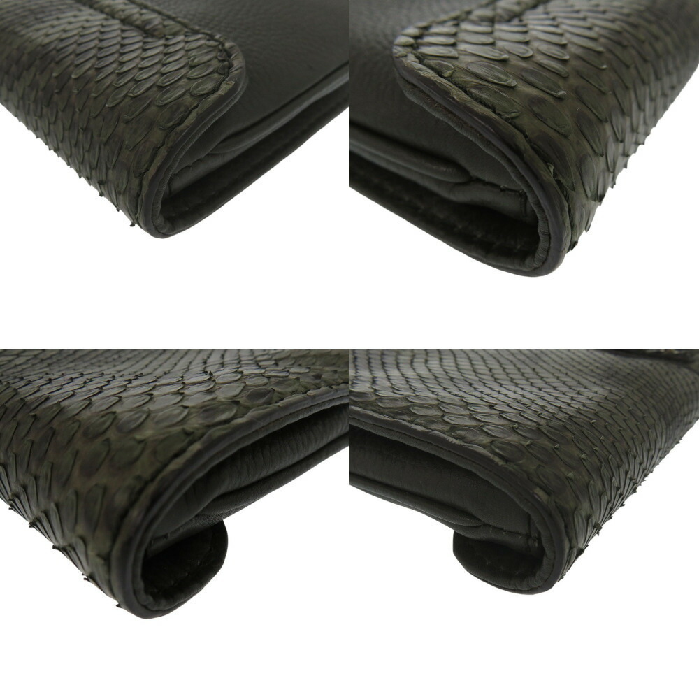 Gucci Green Python Leather Silver Clutch Bag - image 3